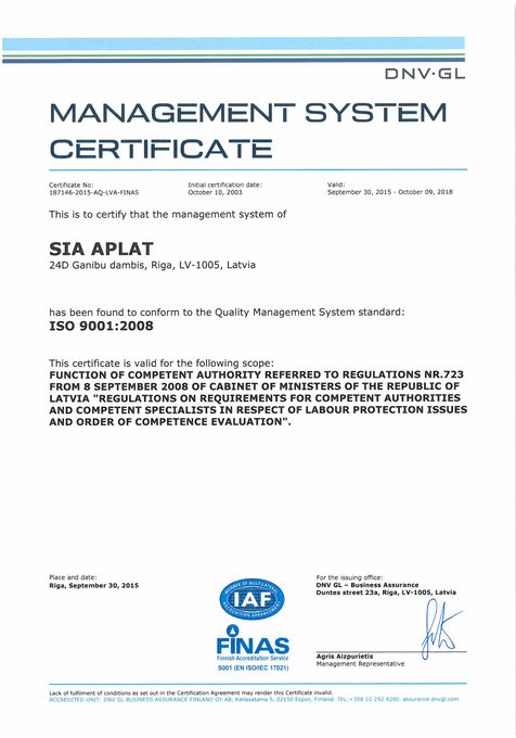 ISO 9001:2008 certificate, English